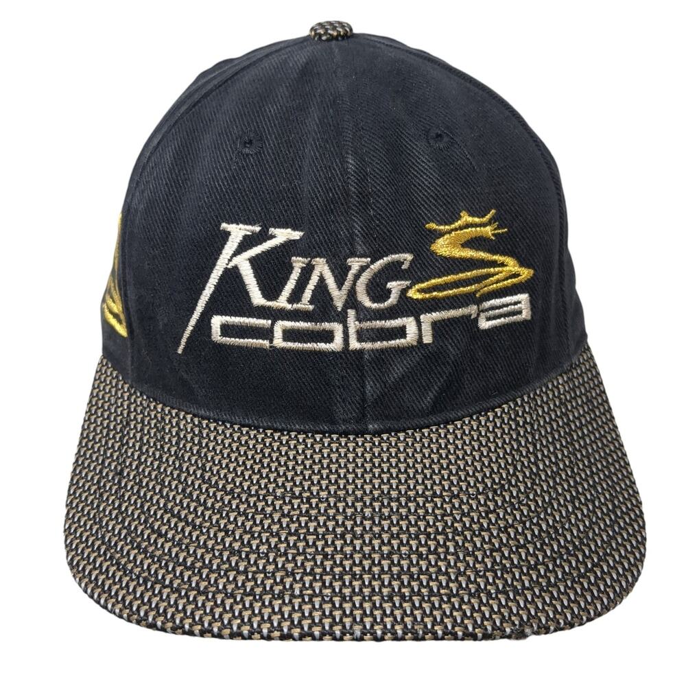 King Cobra Slideback Hat Black One Size Adjustable Embroidered Vintage USA
